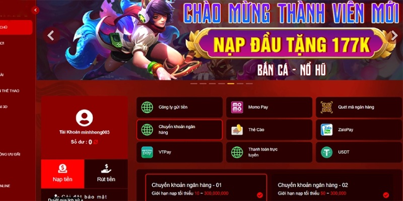 Hệ thống nạp, rút 98Win được đánh giá cao về chất lượng